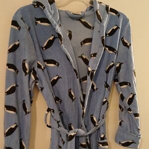 Blue Penguin Print Robe